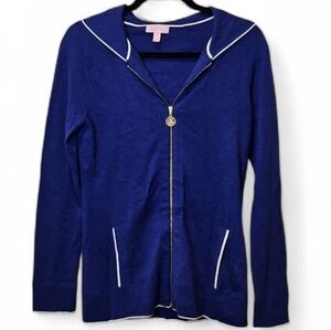 Lilly Pulitzer Blue Hooded Full Zip Jacket, Size Small